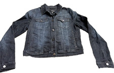 DKNY Jeans black polka dot denim jean jacket Size L