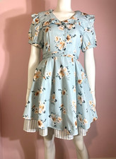 axes femme Petit Trianon Dress Size M Blue Floral Stripe Lolita Kawaii lizlisa