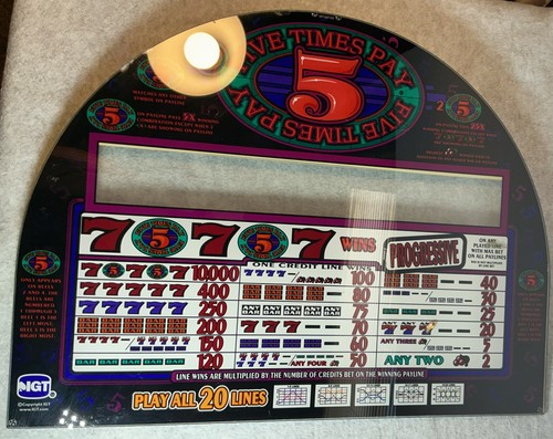 Vintage Glass Arch Top Slot Machine Decorative Panel 5 Times Pay
