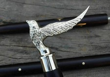 Nautical nickel Finish Eagle Bird Black wooden classic brass inlay walking stick