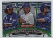 2018 Bowman Green Refractor 7/99 Rowdy Tellez Vladimir Guerrero Jr #TP-TOR 9v7