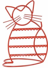 Red Metal Cat Shaped Earring Holder Jewelry Rack For 24 pairs