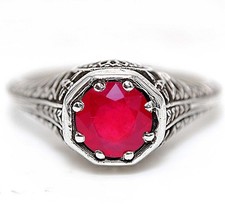 2CT Treated Ruby 925 Solid Sterling Silver Filigree Ring Jewelry Sz 6 FB9-6