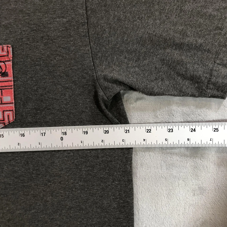 VTG Volcom Shirt Mens L Gray Short Sleeve Pocket Tee Red Geometric Chest Pocket - Image 3 of 4