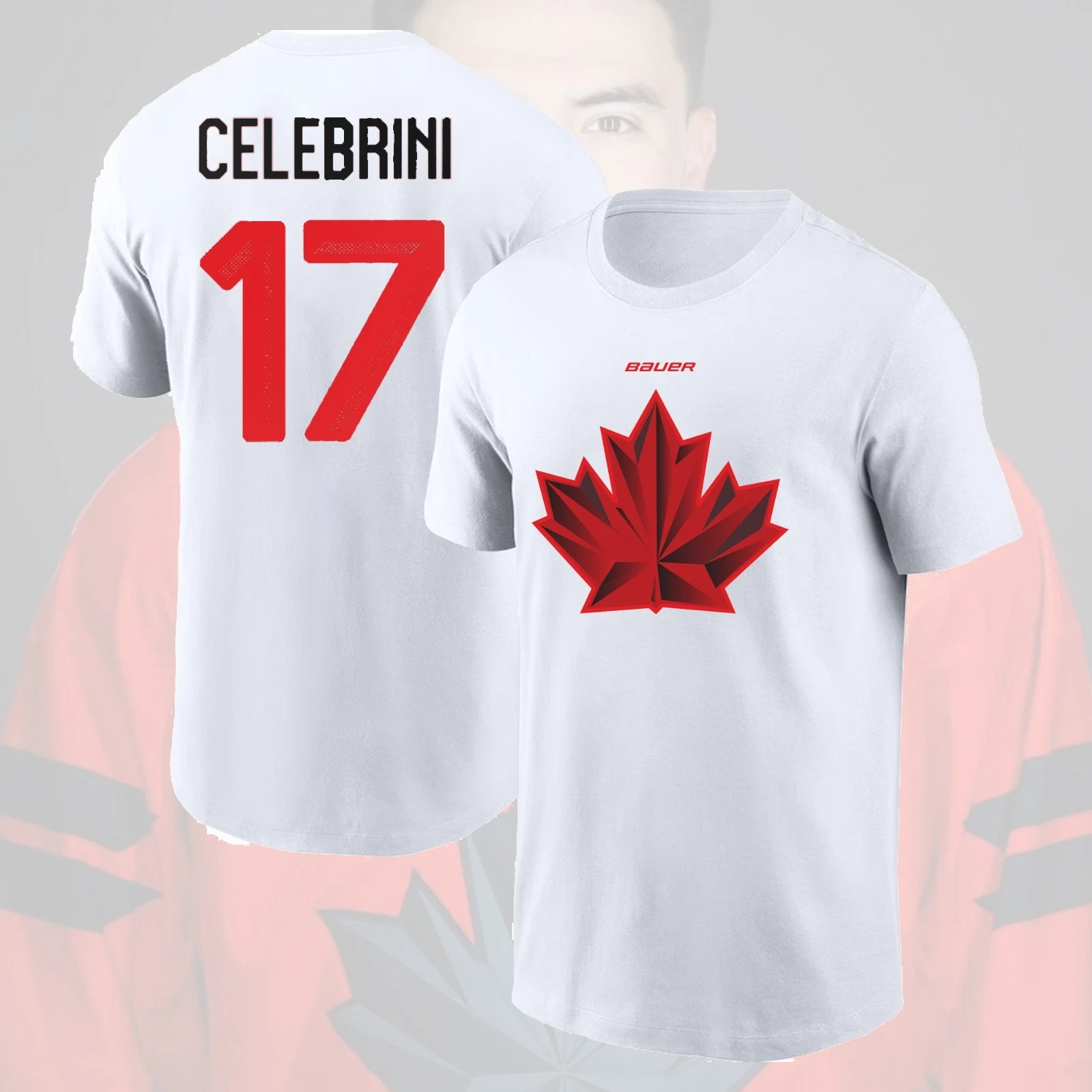 Macklin Celebrini #17 Hockey Canada Team 2026 Player Name & Number Fan Gift