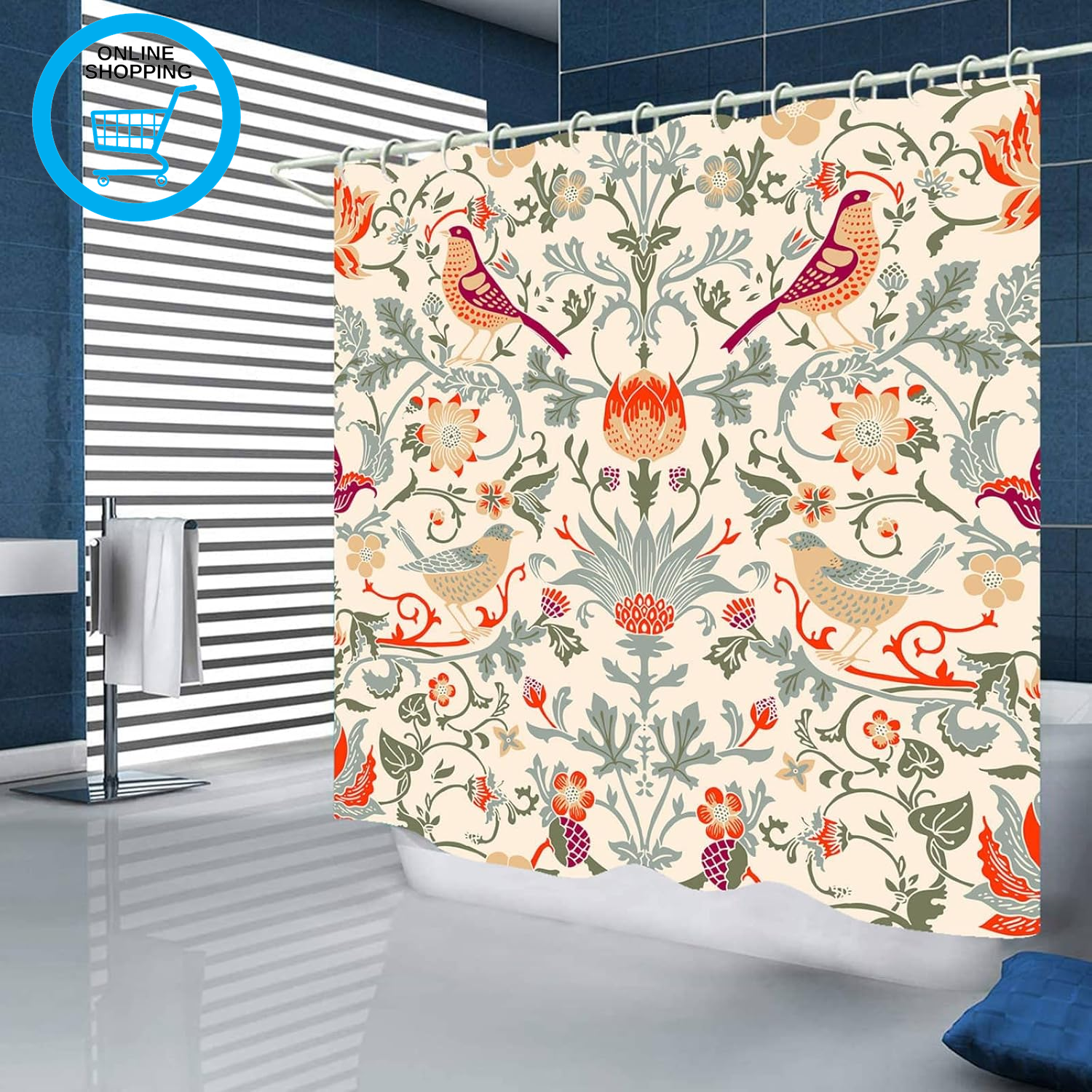 Shower Curtain, 180 * 180Cm (71X71Inch) Bathroom Curtains Mould and Mildew Resis