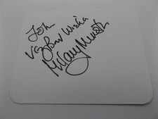 4.5" x 3.5" WHITE CARD SIGNED BY HILARY MINSTER - ALLO ALLO