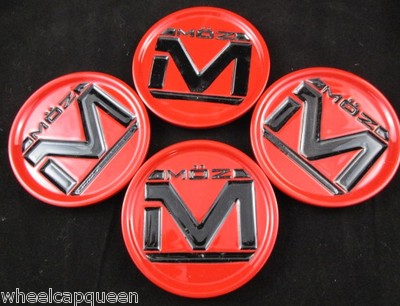 MOZ  ALLOY RED/BLACK  CUSTOM WHEEL CENTER CAPS   (SET OF 4)