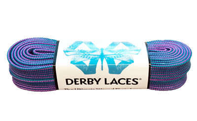 Purple and Teal Stripe - 108 inch (274 cm) ORIGIN by Derby Laces Waxed 1cm Wi...