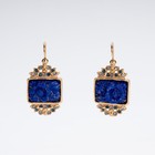 Orecchini Pendenti Art Nouveau Fiori Lapislazzuli Dorati 14KT Fatti a Mano Italy