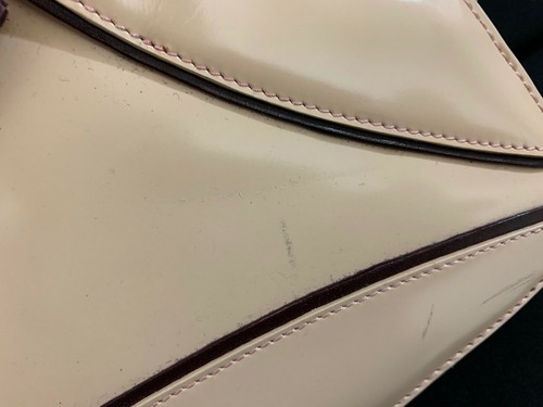 BCBG Maxazria Suave Rosa Desnudo Carcasa Marrón Recorte Bolso de Mano NUEVO - Imagen 8 de 11