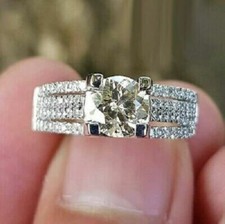 925 Sterling Silver 2Ct Round Cut Lab Created Diamond Women's Engagement Ring