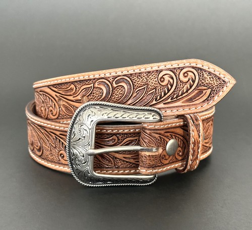 Western Belt Handmade Men's Full Grain Leather With Buckle Cowboy Rodeo - Picture 14 of 53