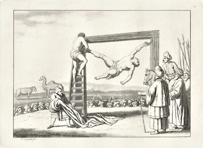 Antiker Kupferstich ''Folter in Barbary Cost'' (Algerien) G. Ferrario-Bigatti, 1815