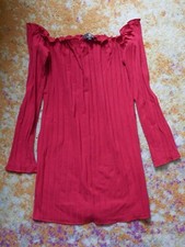 Women's 'Isassy' off the shoulder Red Bodycon Dress - Size UK Medium