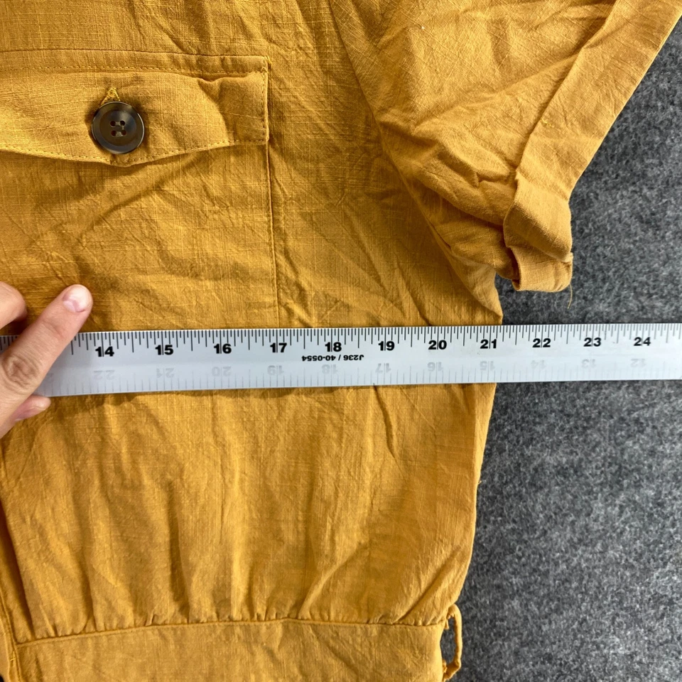 Mono sin marca para mujer L grande naranja cuello manga corta botón algodón Foto 3 de 4