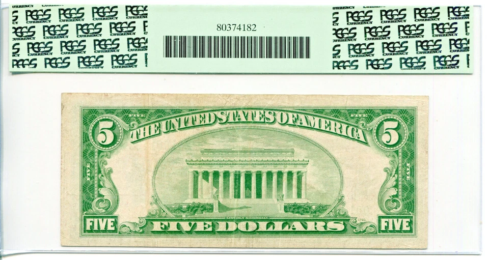 1934-C $5 FRN Cleveland Wide Face **STAR** PCGS Very Fine 20 #D01081193* - Image 2 of 2