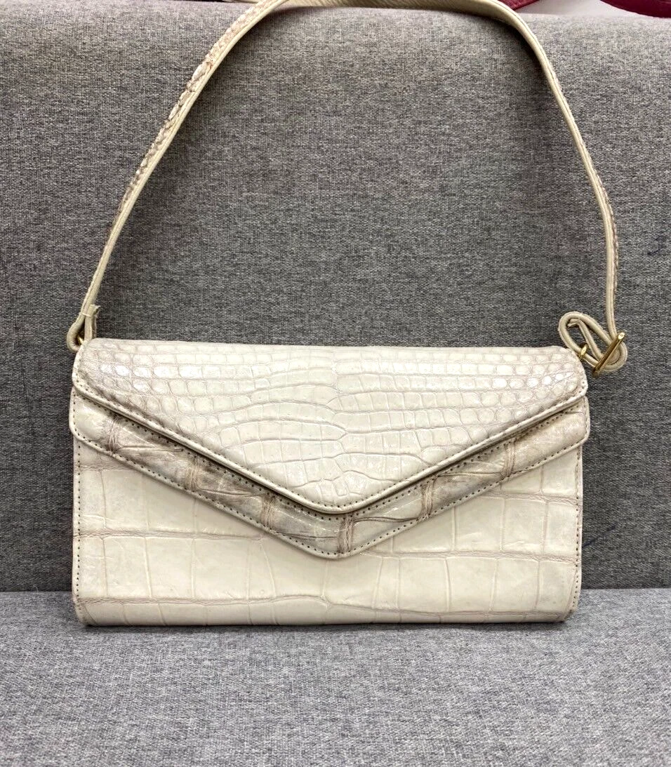 White sales crocodile handbag