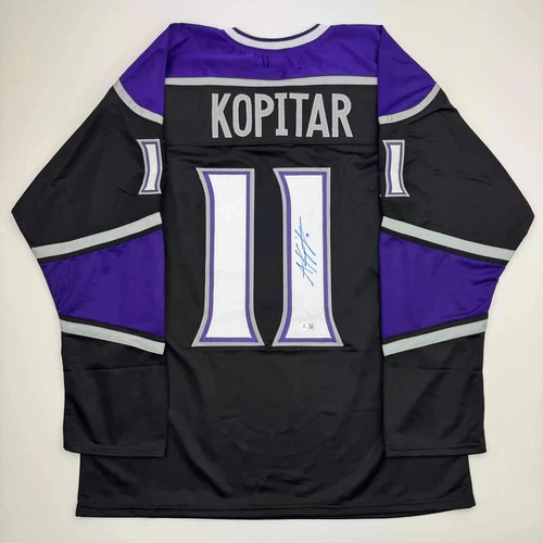 Autographed/Signed Anze Kopitar Los Angeles LA Black Hockey Jersey BAS COA #2