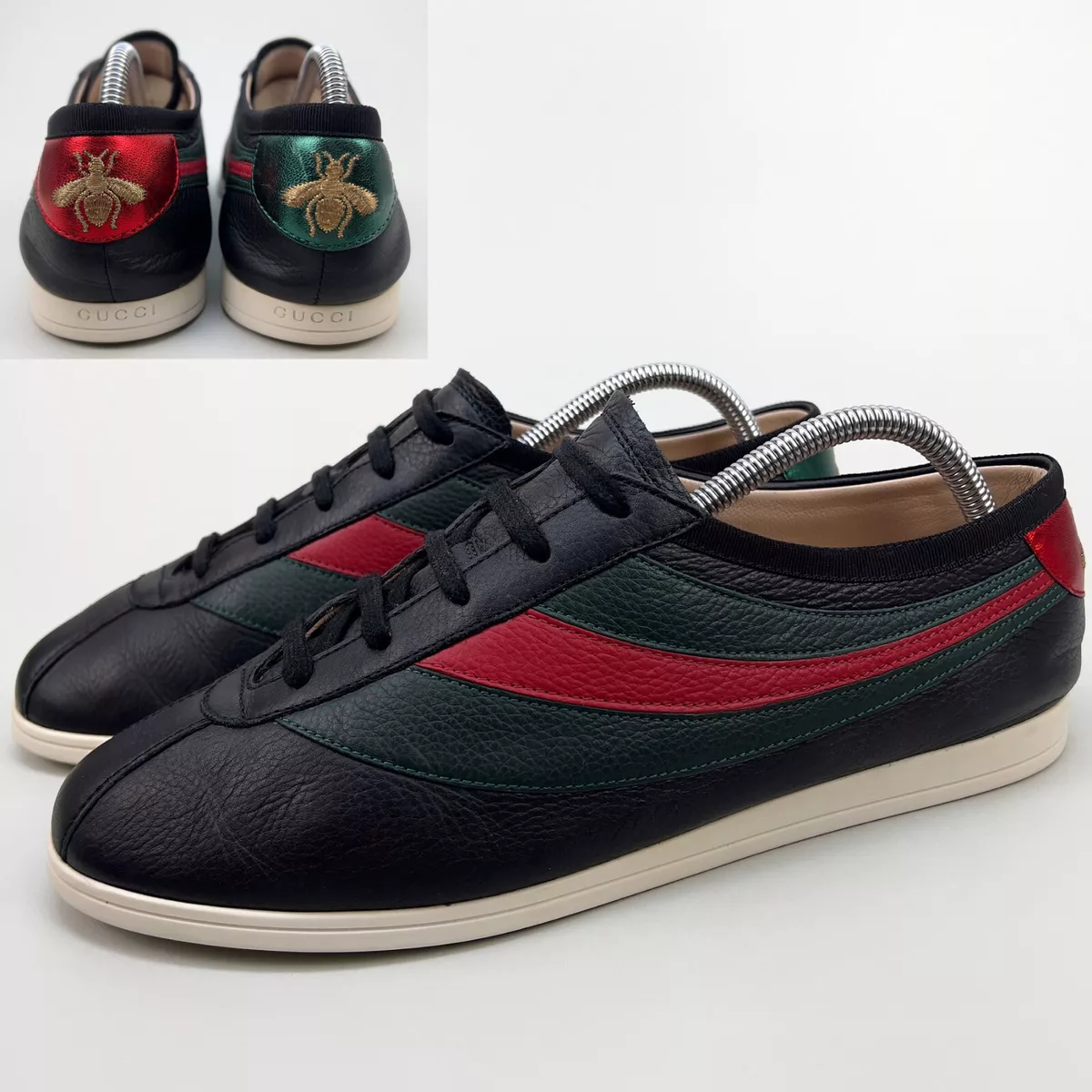 udføre Mælkehvid faldskærm GUCCI Falacer Ace sneakers Web black leather bee 8.5 G 9 US 42.5 EUR 483266  | eBay