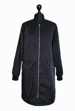Levis Valentina Women's Black Long Bomber Jacket Coat Size L Uk 12 Worn Once