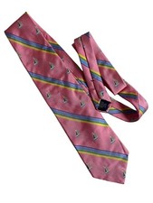 Brooks Brothers Pink Silk Sailboat Print Tie Woven In England Made In USA