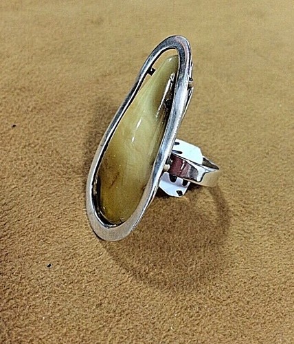 Sterling Silber .925 natürlicher baltischer Butterscotch Bernstein Ring Größe 10 verstellbar - Bild 10 von 11