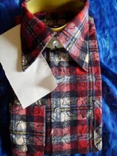 Original 70iger Jahre Flanell-Holzfällerhemd, Gr. 37, Ungetragen, Riesen-Kragen