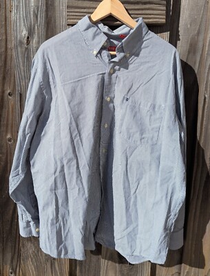 Izod Men's Button-Down Shirt - Size L - Blue Striped, 100% Cotton