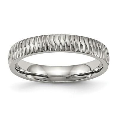 Stechbeitel Edelstahl poliert und strukturiert 4 mm Band Gr:6; Damen & Herren