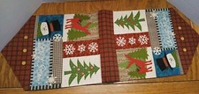 Christmas Snowman Table Runner 36 Inches Long,Winter Snowflake Tree Reindeer