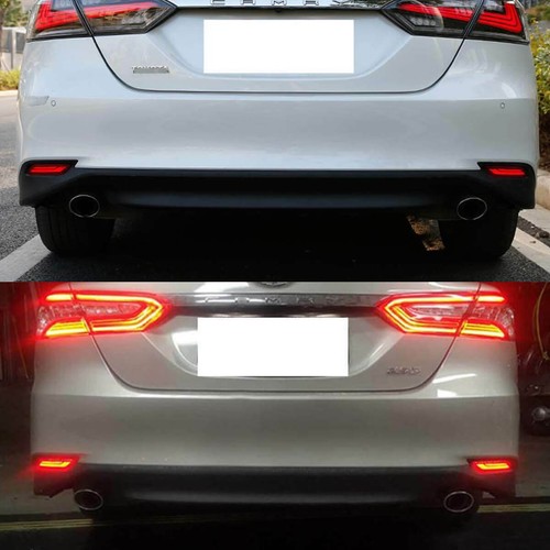 LED Rear Bumper Reflectors Brake Tail Lights For Toyota Camry 2018 2019 2020 - Picture 3 of 12