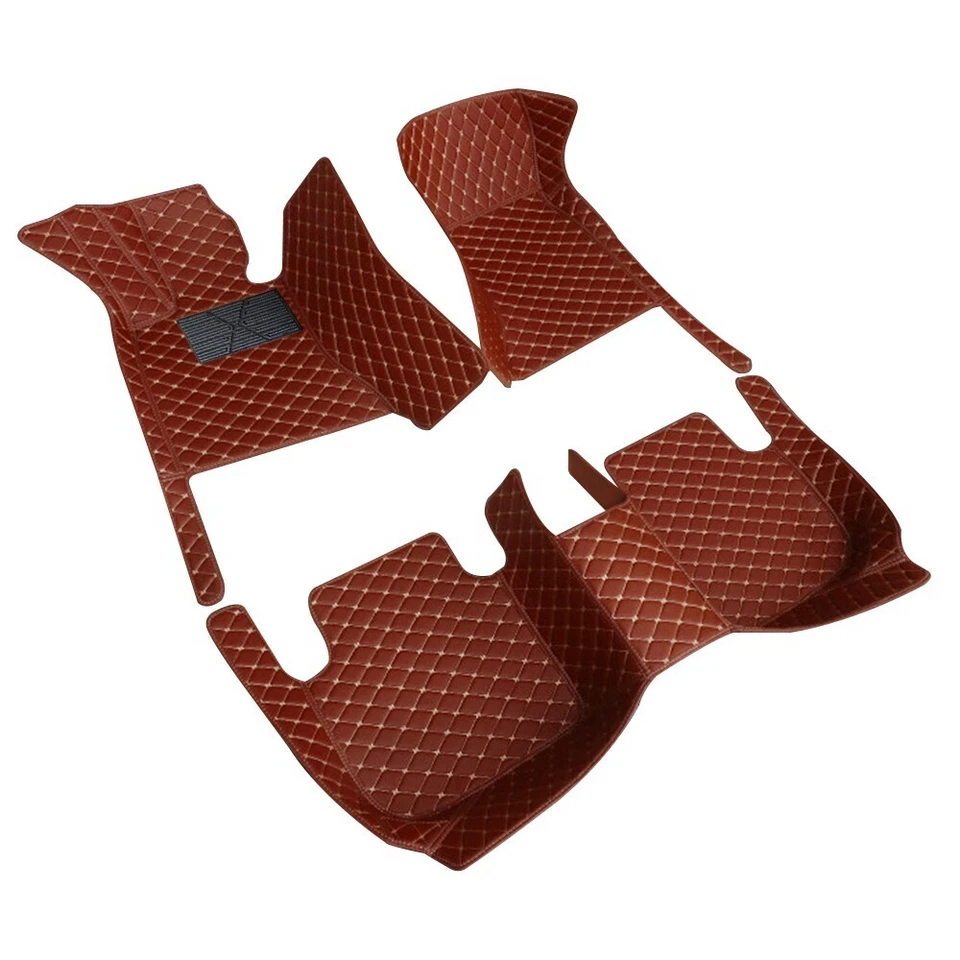 For Audi A6 2007-2018 Anti-Slip Brown Leather Car Floor Mats - Imagem 2 de 4