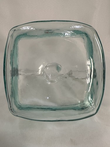 Catalog #7914 ~ BLENKO GLASS SQUARE BASKET ~ Antique Green, Original B Sticker - Picture 11 of 11