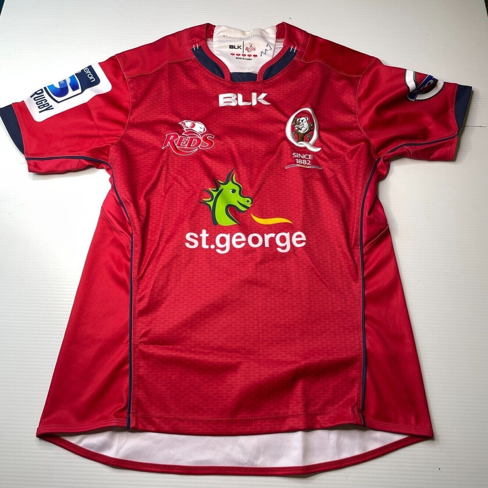 BLK Queensland Reds Rugby Jersey Mens Size S Sports Athletic Style Team Fit