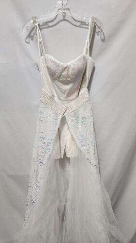 Cassandra Stone by Mac Duggal Size 10 Sequin Rhinestone Romper w/ Dress $400 - Picture 12 of 14