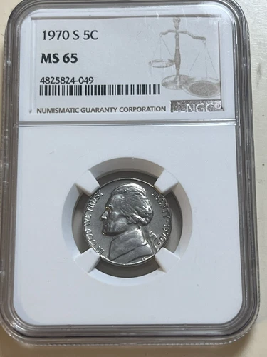1970-S  Jefferson Nickel —  NGC MS65 Certified Coin - San Francisco Mint