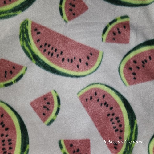 Summer Watermelon Crosshatch WARM HANDMADE 2 layer tie blanket/throw 52"× 59" - Picture 3 of 9