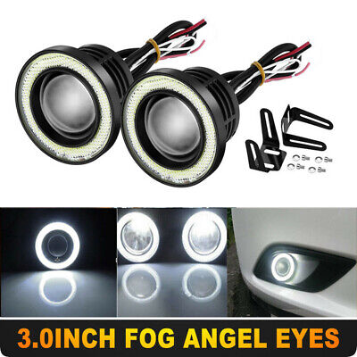 White LED Angel Eyes Ring Light Bulbs Fog Lamp Kit 30W 3200LM Waterproof