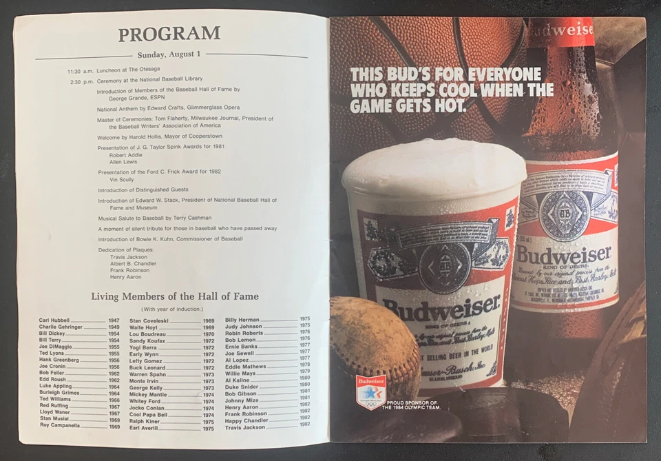 1982 HOF Induction Program Hank Aaron, Frank Robinson - Image 4 of 4