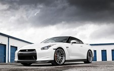 Cars white front nissan vehicles super tuning wheels Desk Mat Stitched