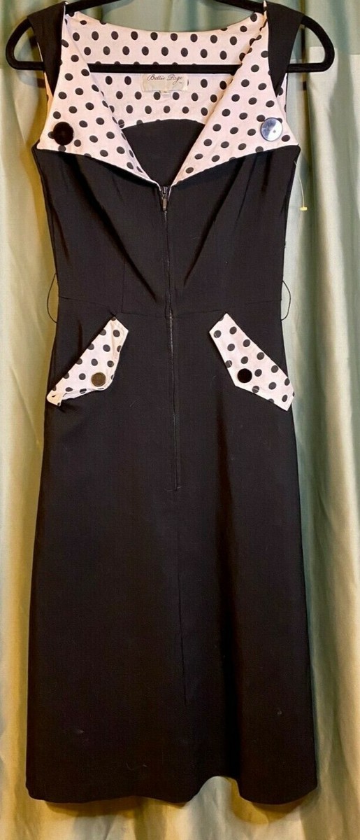 Bettie Page Polka Dot Black Dress with pockets, Sz S NWOT. | eBay Bettie Page Polka Dot Black Dress with pockets, Sz S NWOT. | eBay