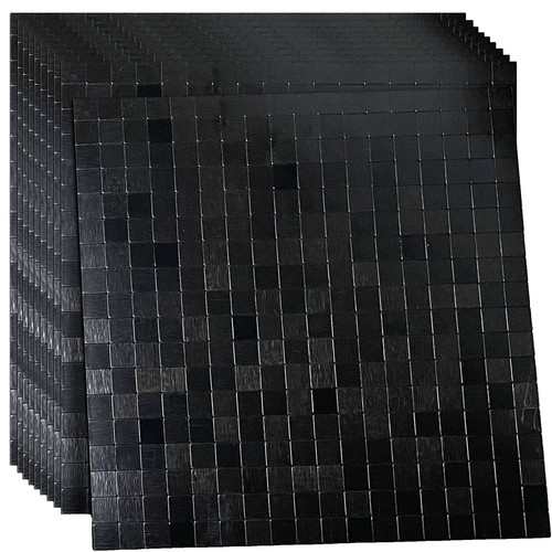 Mosaïque Céramique Noir Mat Arête De Poisson - 298x298mm, Pour Salle De Bain/cuisine