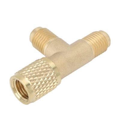 Quick Coupler Tee Adapter With Valve Core Brass 1/4in SAE Sturdy Structure Fo AC