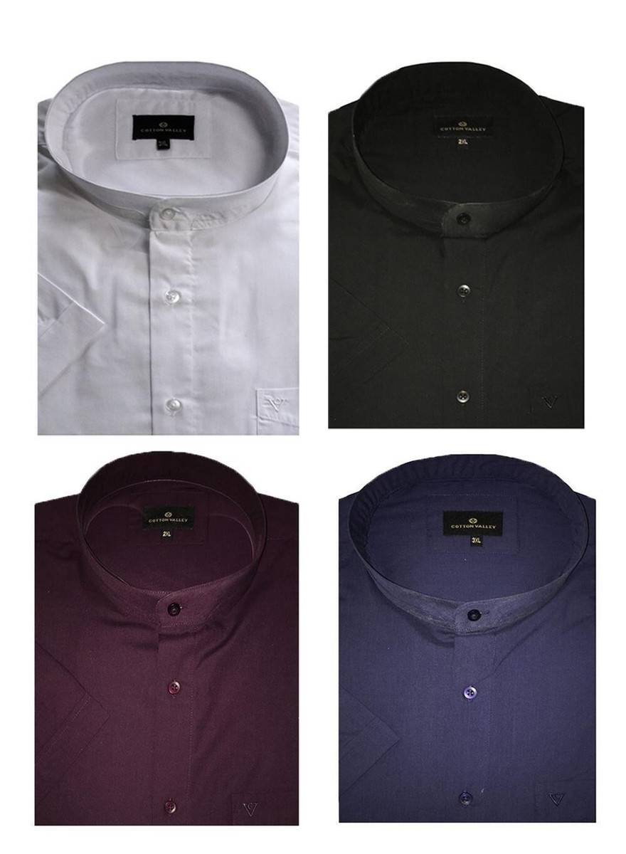 Cotton Valley Polialgodón Cuello Mao Manga Corta Camisas (14275) 2XLA 8XL