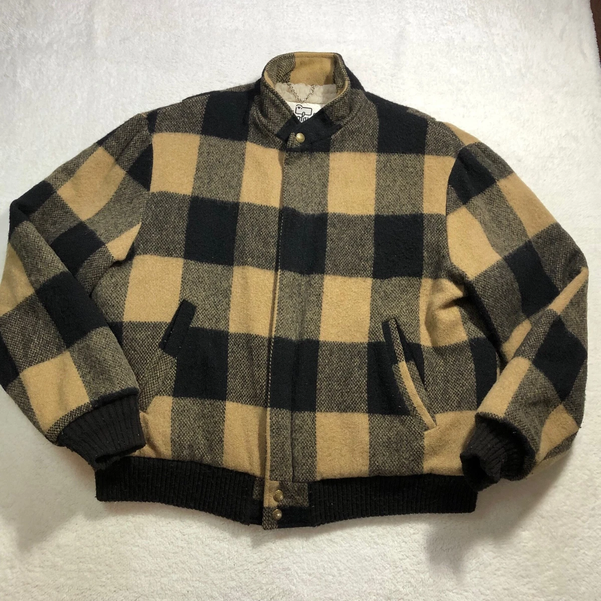 Vintage Woolrich Jacket Womens Large Plaid Wool Sherpa Lined Bomber Full Zip