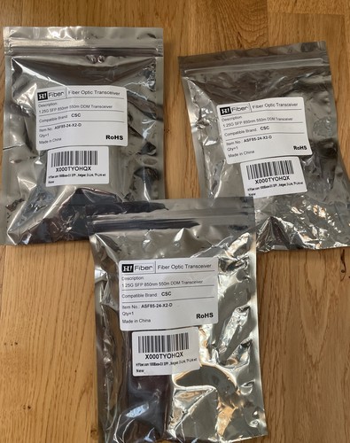 H! Fiber 1000Base-SX SFP 850nm 550m MMF Transceiver Module, lot of 3 - 第 1/1 張圖片