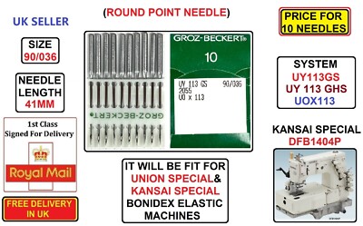 KANSAI SPECIAL UY113GS UOX113 GR:90/036 BONIDEX ELASTISCHE NÄHMASCHINENNADEL