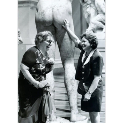 Women Touching Statue Funny / Humorous Feminine Birthday Card for Woman Her