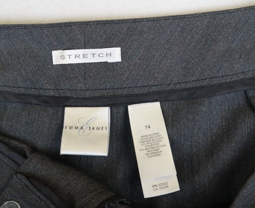 EMMA JAMES - WOMEN'S GRAY SHIMMER PINSTRIPE FLAT FRONT DRESS PANTS - SIZE 14 - Picture 5 of 7
